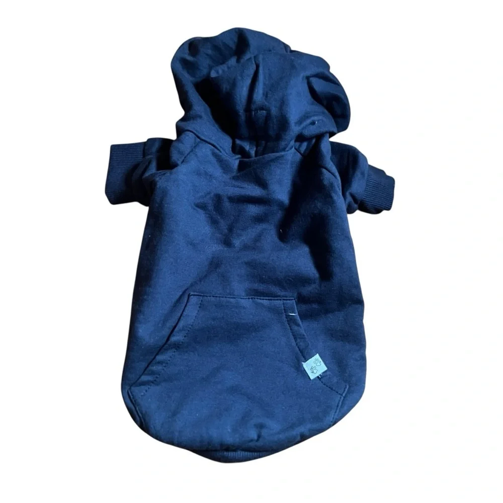 PetPassion Rocky Comfy Dog Hoodie Navy Blue XXS Organic Cotton 9